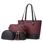 Dream Maroon and Black 3 Piece Handbag